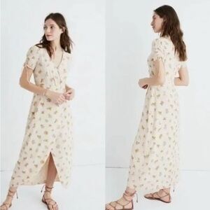 Madewell Cream Floral Midi Dress